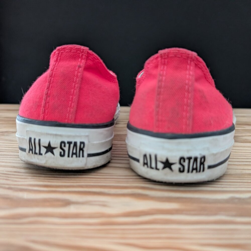 Neon Pink Low Top Chucks with Double Tongue - Picture 3 of 6